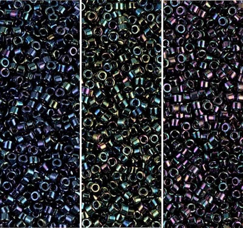 Miyuki Delica Seed Beads Bundle: Size 11/0, Blue Iris DB002, Green Iris DB003, Purple Iris DB004 - 3 Tubes of 7.2 Grams ea - Image 2